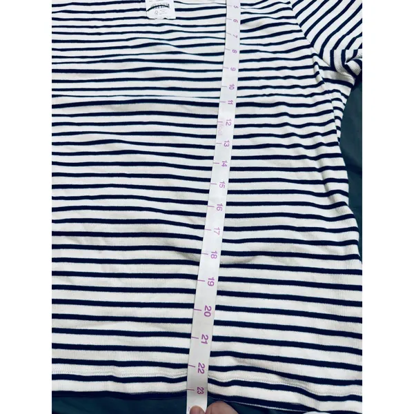 NWT J.Crew Striped Ribbed Crewneck Tee Navy Blue White Size XL Causal‎ Basics - Image 8