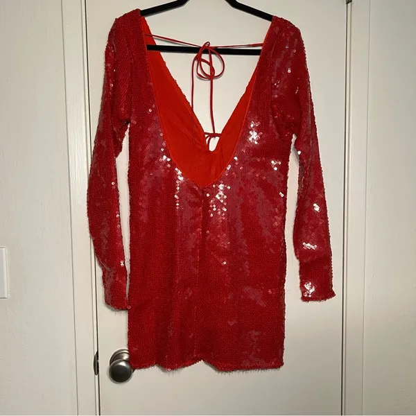Anthro -Bardot Verona Long-Sleeve Sequin Mini Dress Size 10 - Image 6