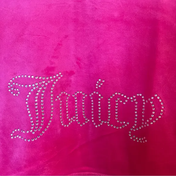 Juicy Couture Free Love Velour Zip‎ Hoodie Pink Rhinestone Logo NWT Size L - Image 7