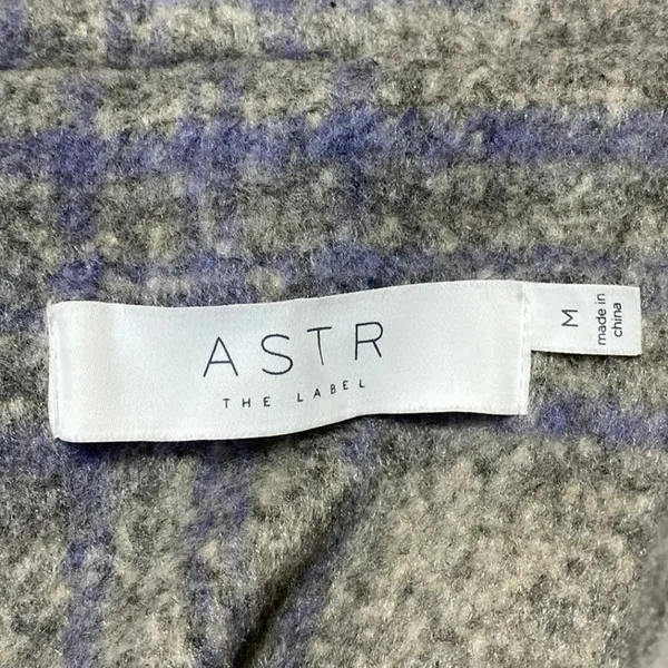 ASTR The Label Gray Plaid Checkered Long Sleeve Button Trench Over Coat Jacket M - Image 4