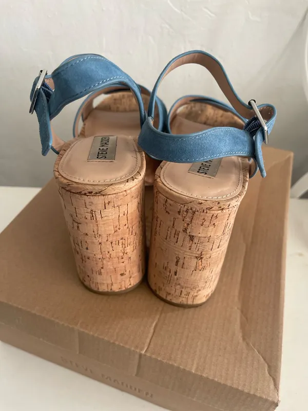 Steve Madden Brava Blue Suede Platform Heels - Image 4