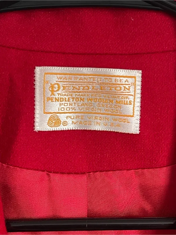 PENDLETON | Bright Red 100% Wool Single-Breasted Blazer Jacket Sz 12 - Image 11