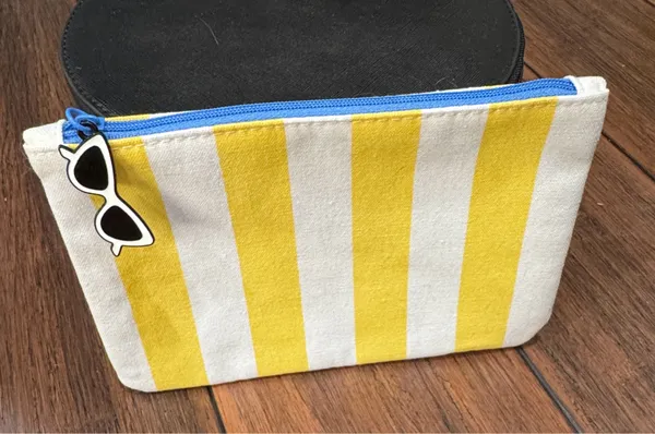 ipsy Ipsy Yellow & White Striped Cosmetic Glam Bag - Image 2