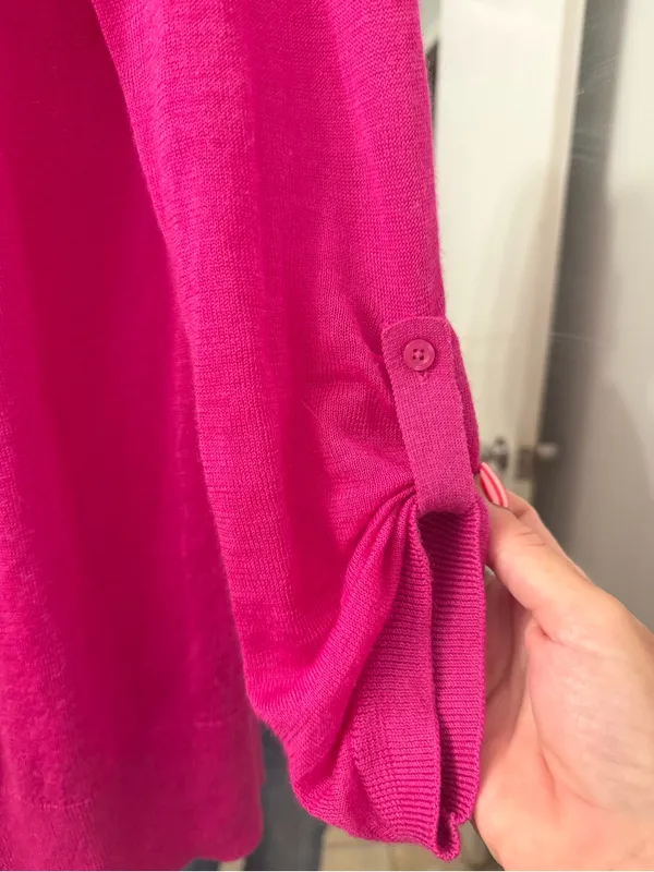 Ann Taylor Fuchsia Button-Front Lightweight Cardigan - Image 3