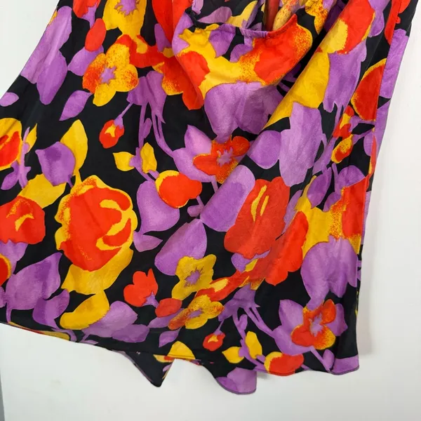 Y2K Abstract Floral Halter Top Sz Medium 100% Silk - Image 12