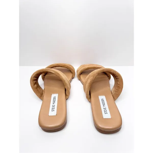 Steve Madden Sandals Womens Size 8 Tan Leather Double Strap Open Toe‎ - Image 5