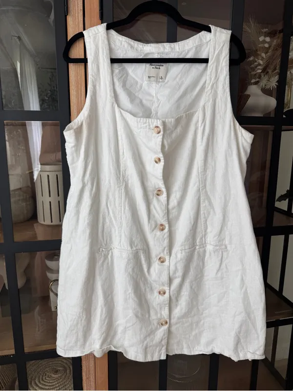 Abercrombie Mara linen mini dress A&F Squareneck button down sleeveless - Image 2