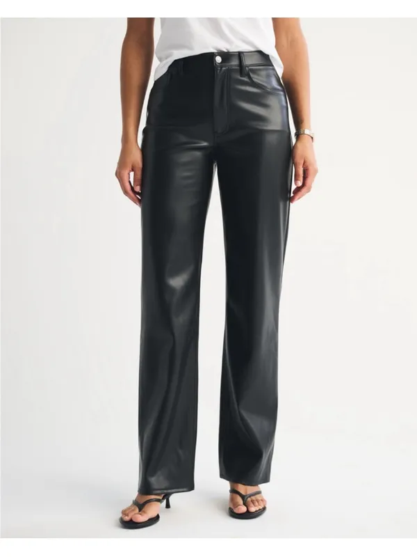 Abercrombie & Fitch Curve Love High Rise 90s Relaxed Vegan Leather Pants - Image 2