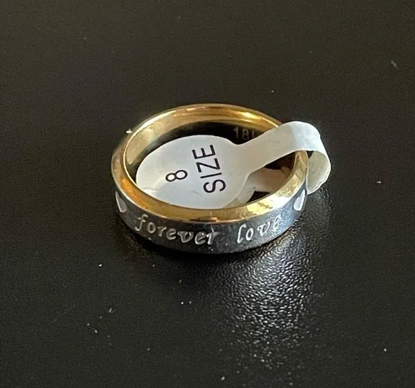 Gold silver forever love ring size 8 - Image 3