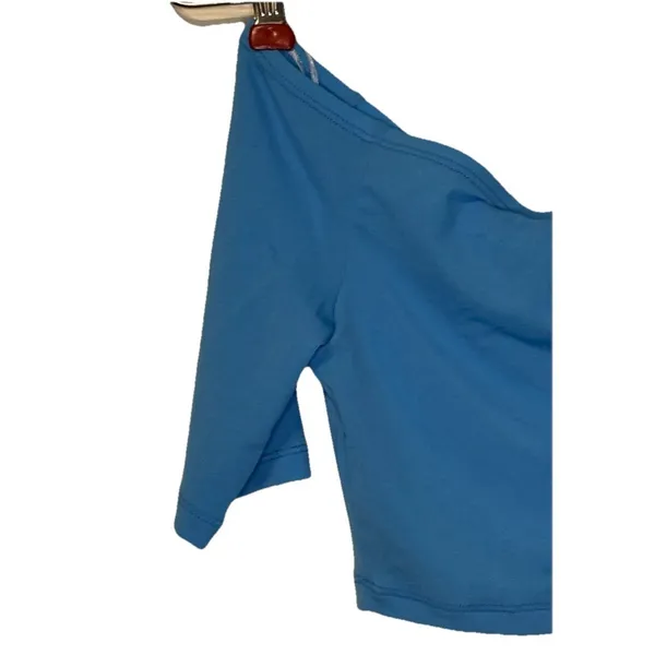 Zara Women Top Cropped Short Sleeve Off‎ Shoulder Stretch Blue Size Medium NWT - Image 8