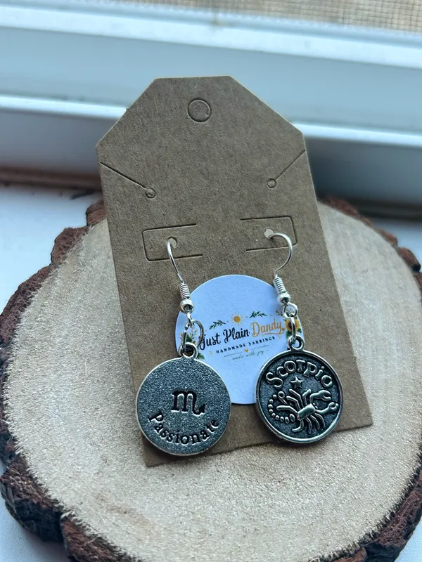 Silver Tone Scorpio Zodiac Charm Dangle Earrings Astrology Horoscope Jewelry NWT - Image 3