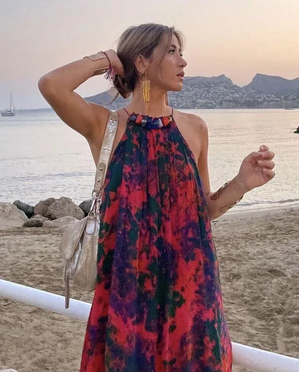 Zara maxi dress long printed beaded bohemian summer - Image 4