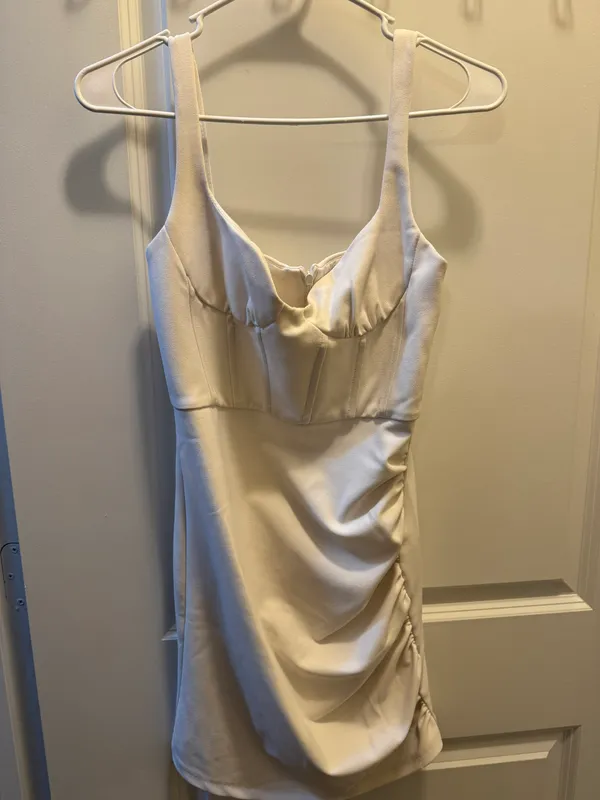 Zara White Draped Mini Dress - Image 4