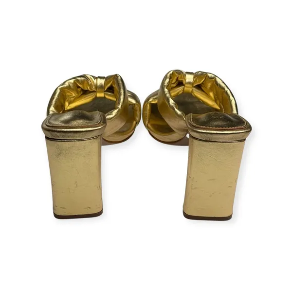 new Schutz 𒀭 Fairy High Heeled Sandal 𒀭Metallic Gold Shimmer Leather 𒀭 7.5M 𒀭 - Image 5