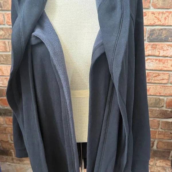 Fabletics Geri Long Wrap Cardigan Size Large NEW Cozy Soft Fleece Attached Scarf - Image 2