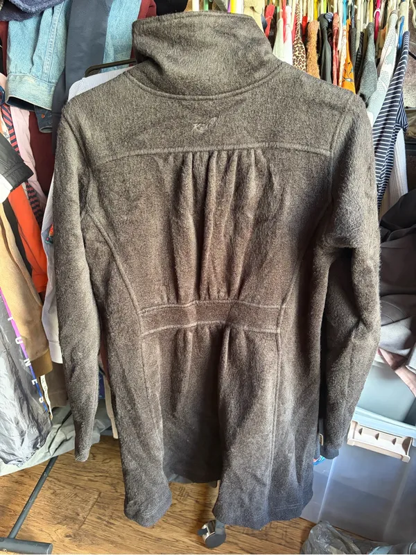Kuhl Savina Alfpaca Fleece Long Parka Sweater Button Jacket Womens Medium Black - Image 5