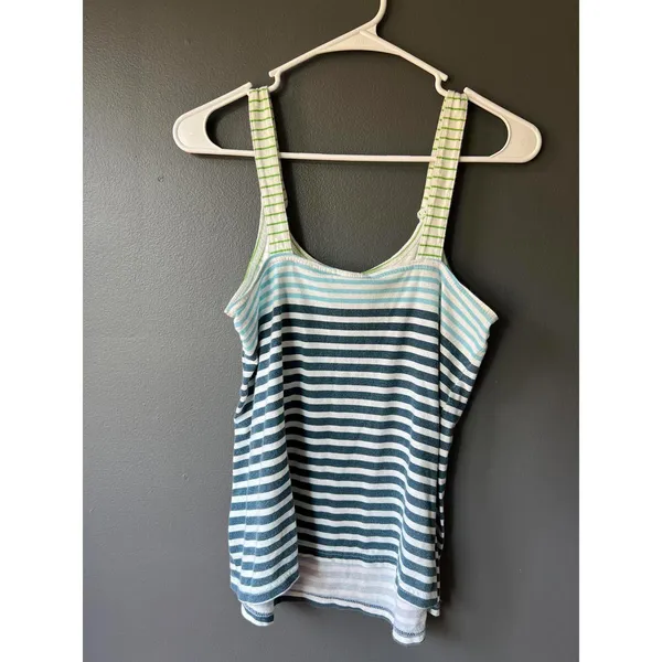 Roxy Striped Button Strap Tank Top Size Large - Image 7