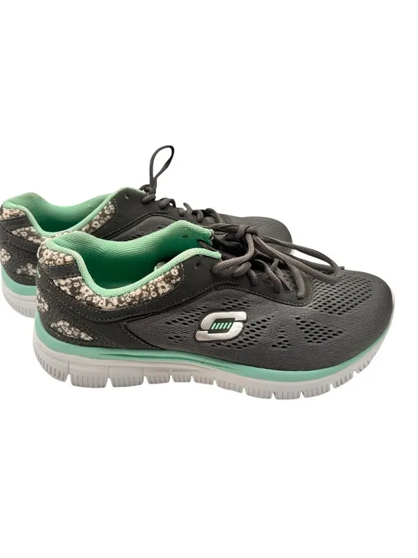 Skechers 9 Womens Athletic Shoes Snake Print Gray & Mint Green - Image 6