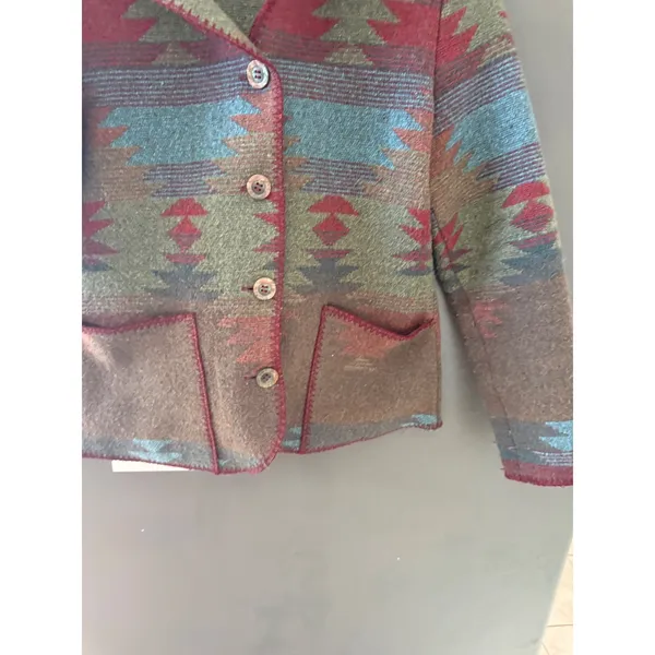 Territory Ahead Womens Small Southwestern Wool‎ Blend Jacket Aztec Pattern Vtg - Image 3