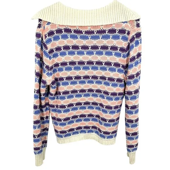 Find Me Now Colorful Striped Chunky Knit‎ Sweater V Neck Collared Cozy Fall Boxy - Image 7