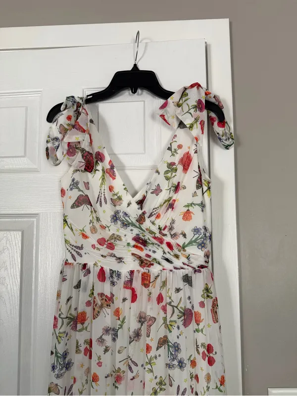 Ieena for Mac Duggal Floral Maxi Dress Gown Cottagecore Flowy Wedding Guest - Image 2