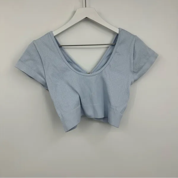 Aerie Seamless Crop Top Size XL Blue Gym Workout - Image 4
