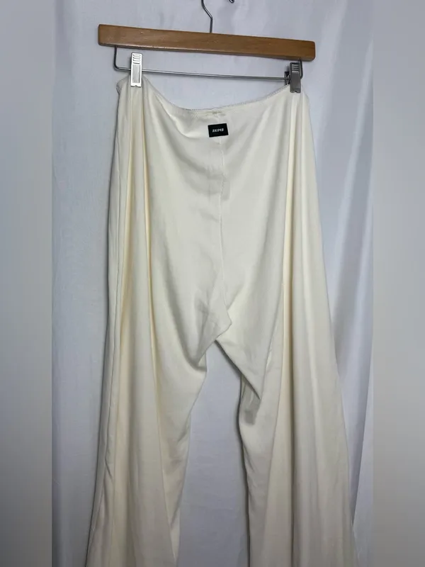 Skims ribbed bone Cream Wide-Leg Pants cozy XL NWOT - Image 5