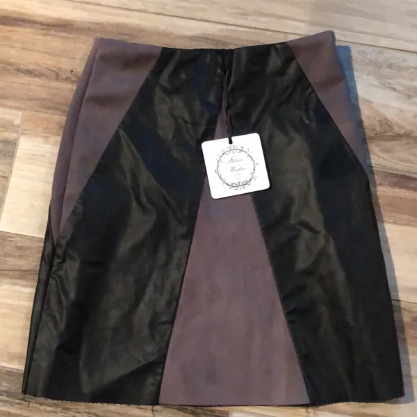 LF silver wishes black tan faux leather suede mini skirt - Image 2