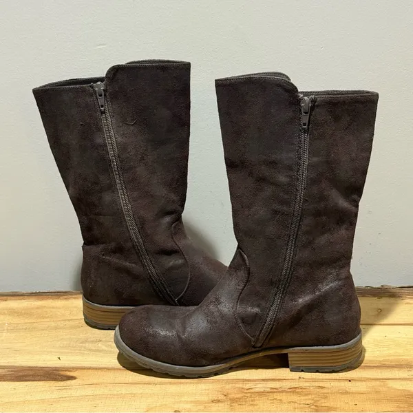 Ruff Hewn Maya Dark Brown Faux Suede‎ Moto Boots Size 8 A37 - Image 9