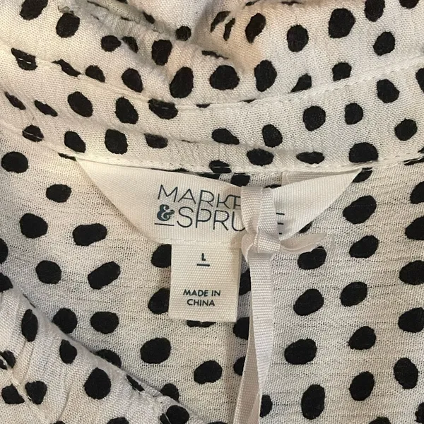 Market & Spruce Black and White Dot button down blouse shirt top large NWT - Image 6