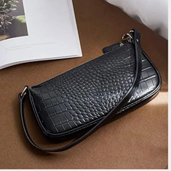 Classic Clutch Shoulder HandBag with‎ Zipper Closure Black - Image 5