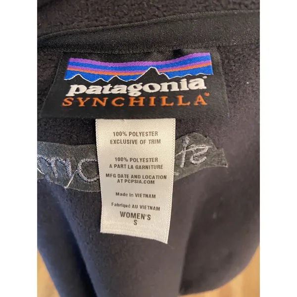 Patagonia‎ S Black Women's Micro Synchilla Logo Jacket Gorpcore - Image 5
