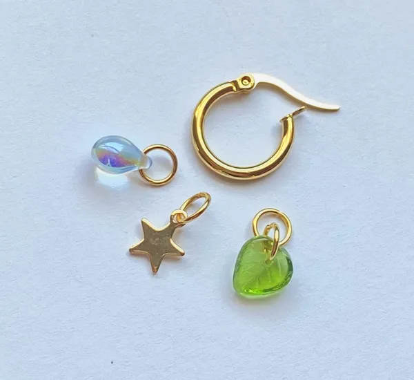 Handmade cute retro cottage fairy Czech glass beads mix unique hoop earrings🌟🌿 - Image 7