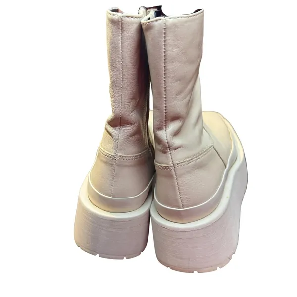 Paloma Barcelo Boots Womens Size 6 EU 36 White Leather Platform Wedge‎ Ankle Zip - Image 7