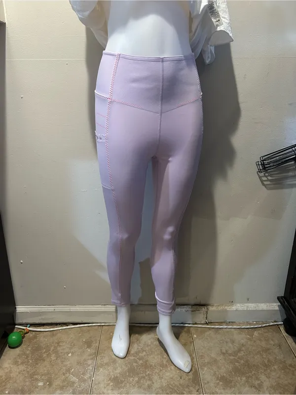 FP Movement by Free People Lavender Leggings with Pink Stitching - Image 2