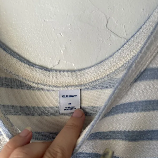 Old Navy Romper Terry Cloth Medium Striped‎ Tank Sleeveless Drawstring Pockets - Image 6