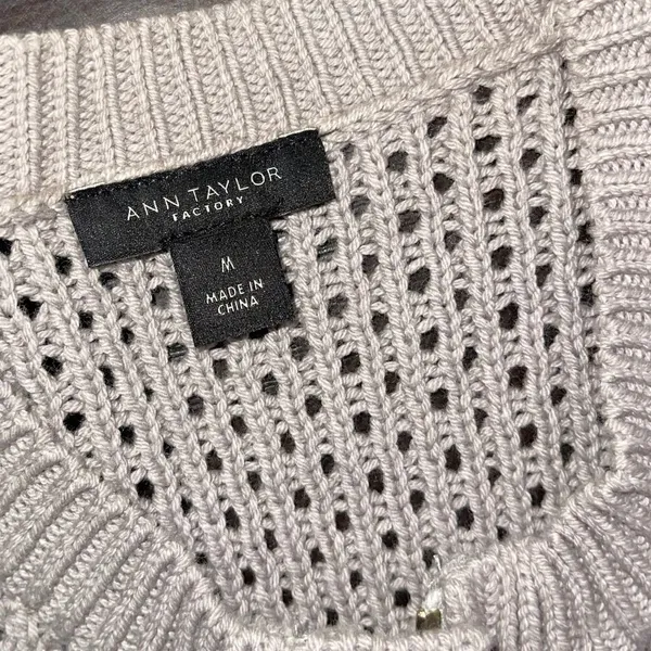 Ann Taylor Factory Full Zip Knit Pocket Cardigan Sweater SZ M Grandmacore Boho - Image 3