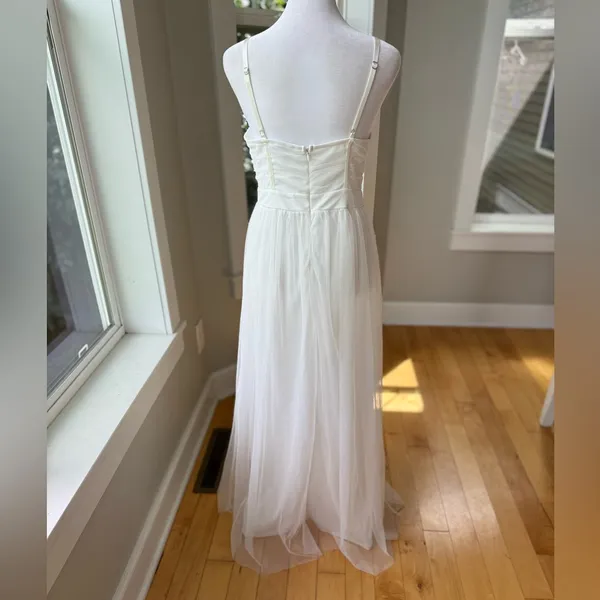 IRIS White Mesh Grecian Homecoming Dress Gown Size Medium FLAW - Image 3