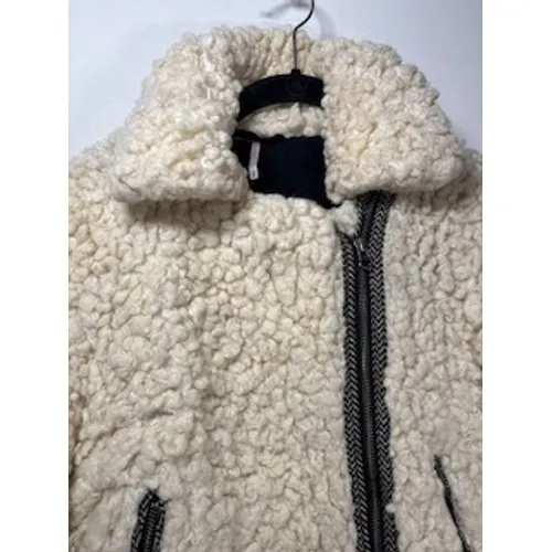 Free‎ People Shaggy Faux Sherpa Moto Cream Jacket Coat Size XS Boho Apres Ski - Image 4