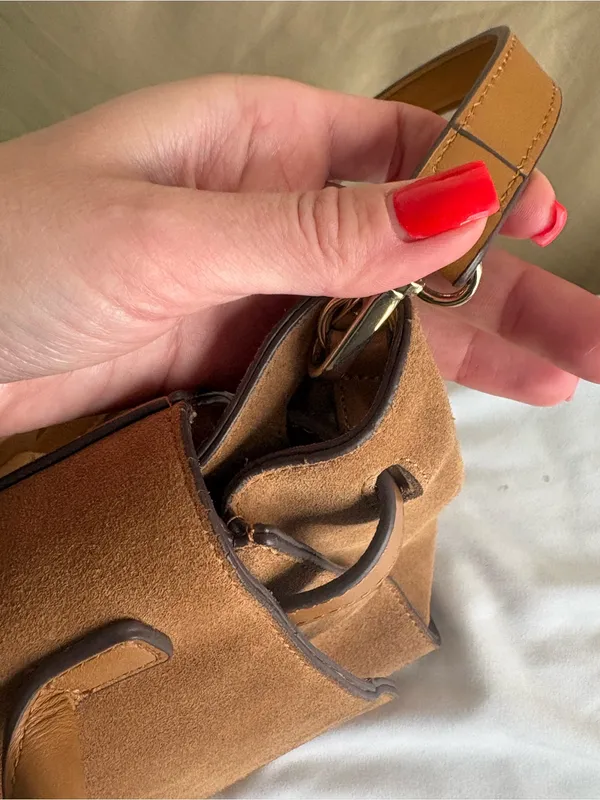 EXPRESS TAN CAMEL SUEDE TOP HANDLE SATCHEL BAG - Image 13