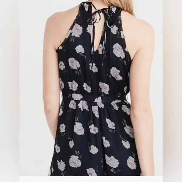 Abercrombie Fitch Dress Womens small Blue Floral Print Fit & Flare Ruffled Hem - Image 5