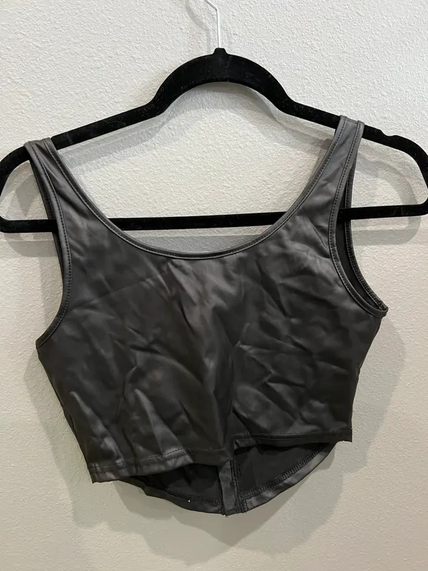 SheIn Leather Crop Top - Image 2