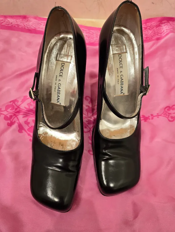 Dolce & Gabbana Leather Vintage mary jane classic square toe Block Heel 37.5 - Image 6