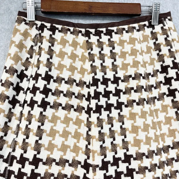 VTG 90s Perry Ellis Houndstooth‎ Skirt Womens 4 Academia Schoolgirl Classic - Image 4
