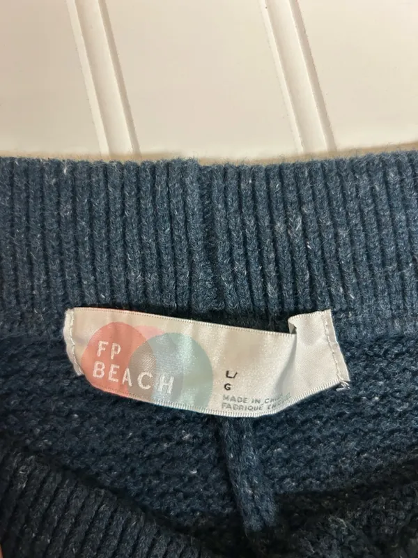 Free People Beach Hailee Sweater High Rise Wide Leg Pants Size Large Blue - Image 4