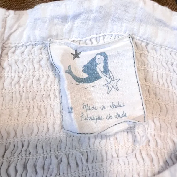 Anthropologie Mermaid White and Tan Lace Romper - Image 8
