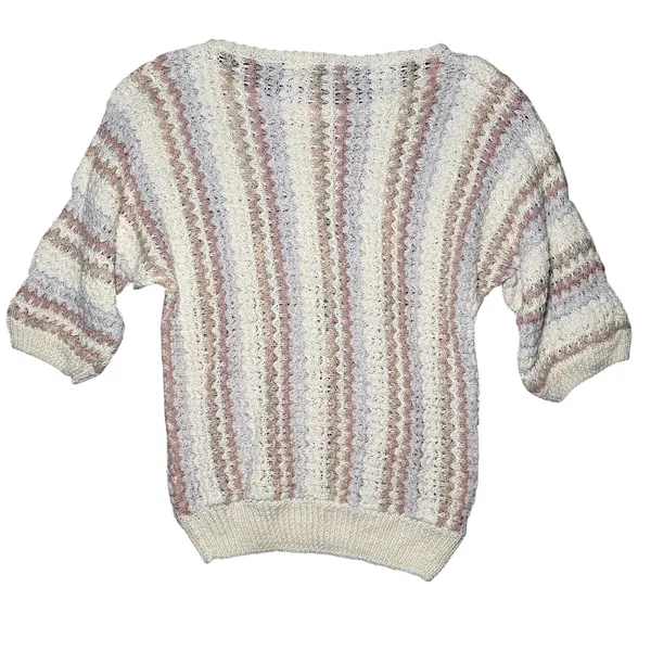 Penroye Women's Sweater Knit Short Sleeve Crew Neck Cream Multicolor - Image 4