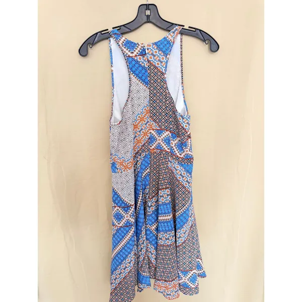 Yumi Kim Dress Womens Medium Blue‎ Geometric Mosaic Silk Fit Flare DR-1464 Mini - Image 8