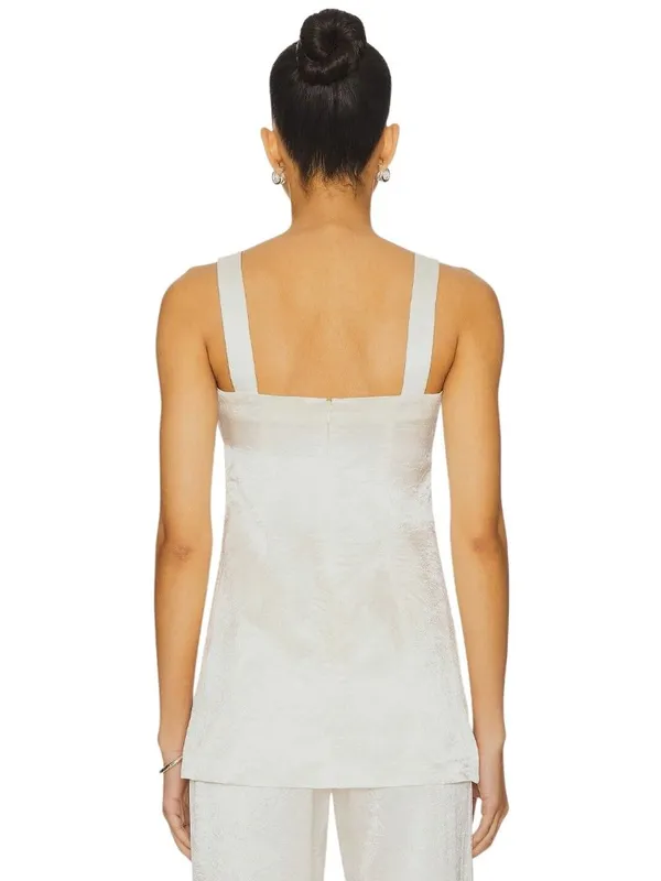Amanda Uprichard Mariko Top in Ivory Small New Womens Sleeveless Tank Tunic - Image 2