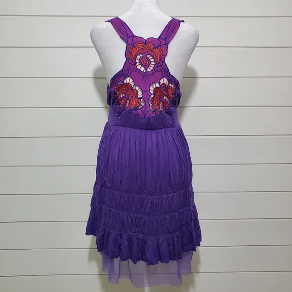 Free People Purple Tiered 100% Viscose Sleeveless Empire Waist‎ Knit Top Size M - Image 2